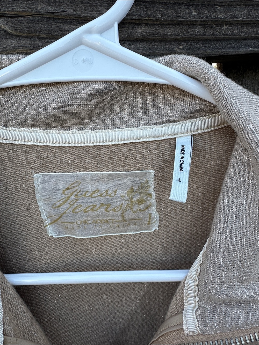 Guess Taupe lightweight Zip-Front Jacket with silvery shimmery threads - Picture 3 of 11
